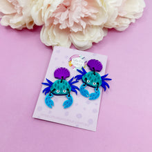 Load image into Gallery viewer, Crystal Crabs Acrylic Dangle Earrings
