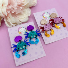 Load image into Gallery viewer, Crystal Crabs Acrylic Dangle Earrings
