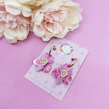 Load image into Gallery viewer, Orchid Bloom Acrylic Hoop Dangle Earrings
