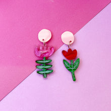 Load image into Gallery viewer, Paired Petal Dangle Earrings

