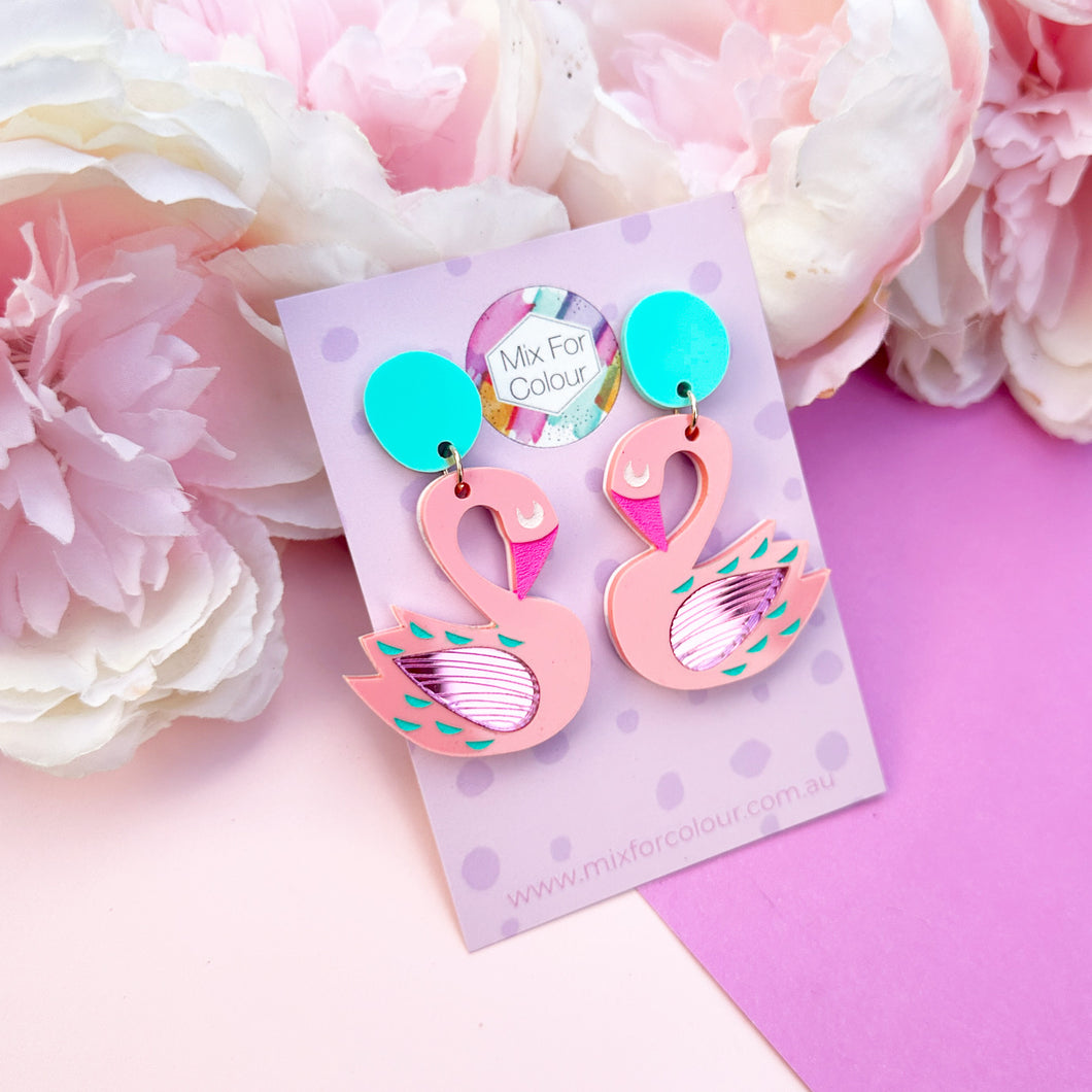 Abstract Flamingo Acrylic Dangle Earrings