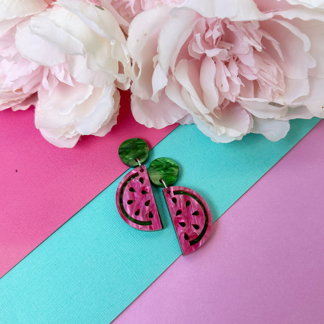 Marble Watermelon Dangle Earrings