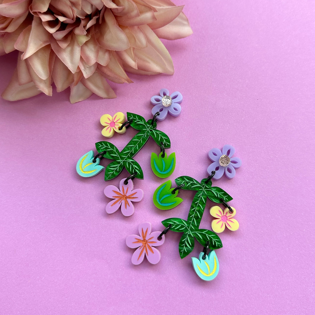 ~ Abstract Bloom Acrylic Dangle Earrings