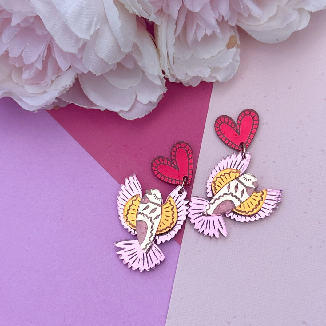 Bridie Bird Acrylic Dangle Earrings