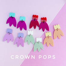 Load image into Gallery viewer, ~ Crown Pop Dangle Acrylic Earrinhs
