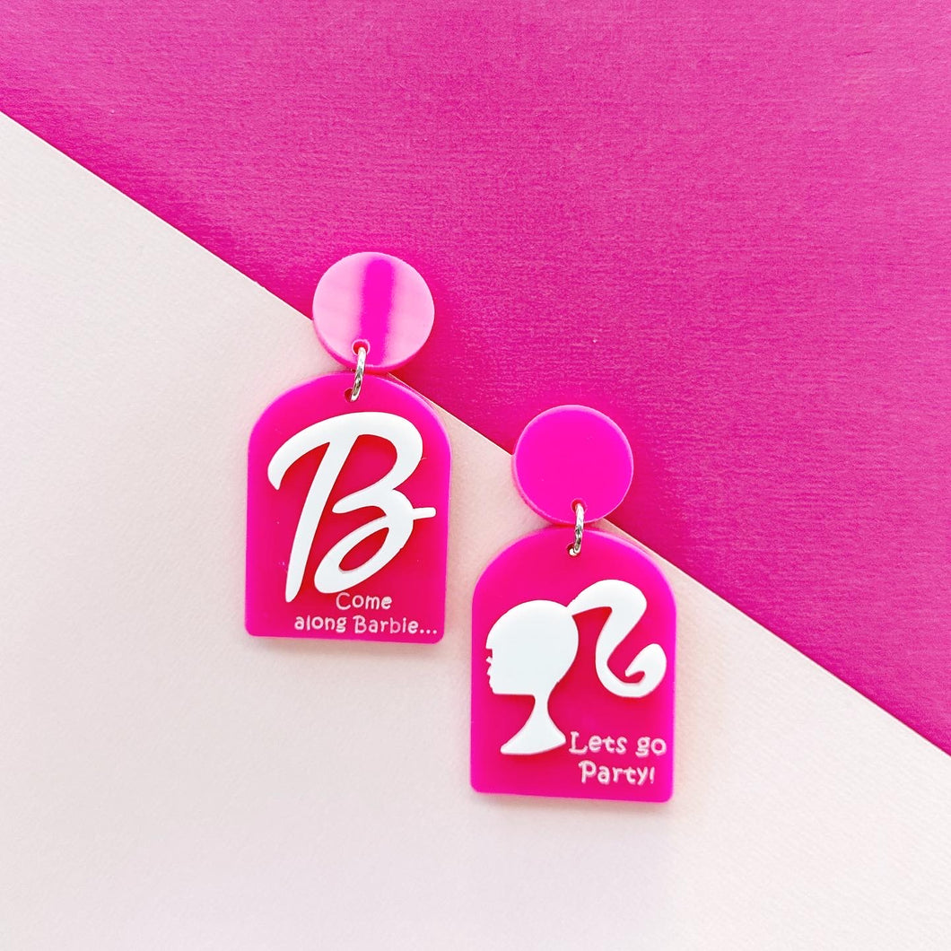 ~ Barbie Dangle Acrylic Earrings