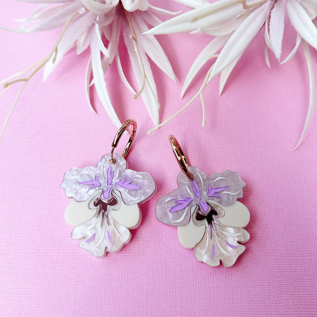 ~ Lilac Orchid Dangle Earrings