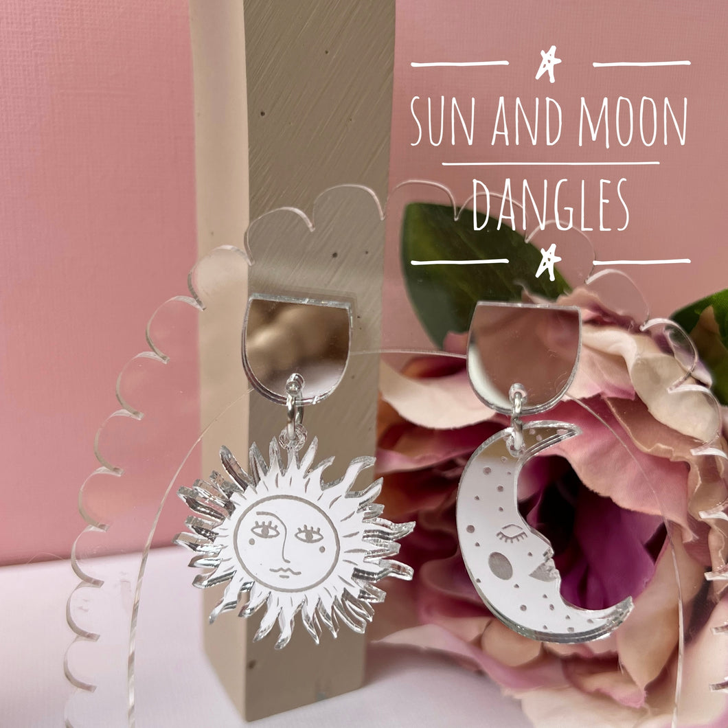 ~ Sun and Moon Dangle Earrings