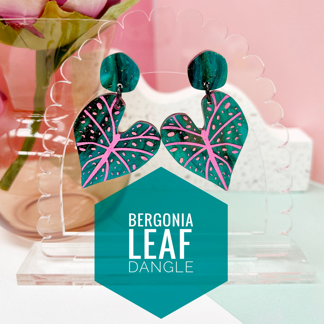 ~ Bergonia Leaf Dangle Earrings