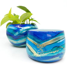 Load image into Gallery viewer, ‘Aurora in Teal and Blues&#39; Alcohol Ink Pot

