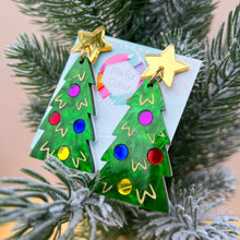 Load image into Gallery viewer, ~ Christmas Tree Party Dangles- Emerald Glow
