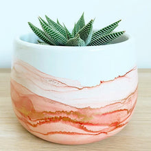 Load image into Gallery viewer, ‘Coral Pop Wave’ Alcohol Ink Pot Planter
