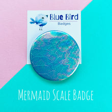 Load image into Gallery viewer, Blue Bird Mermaid Scale Badge
