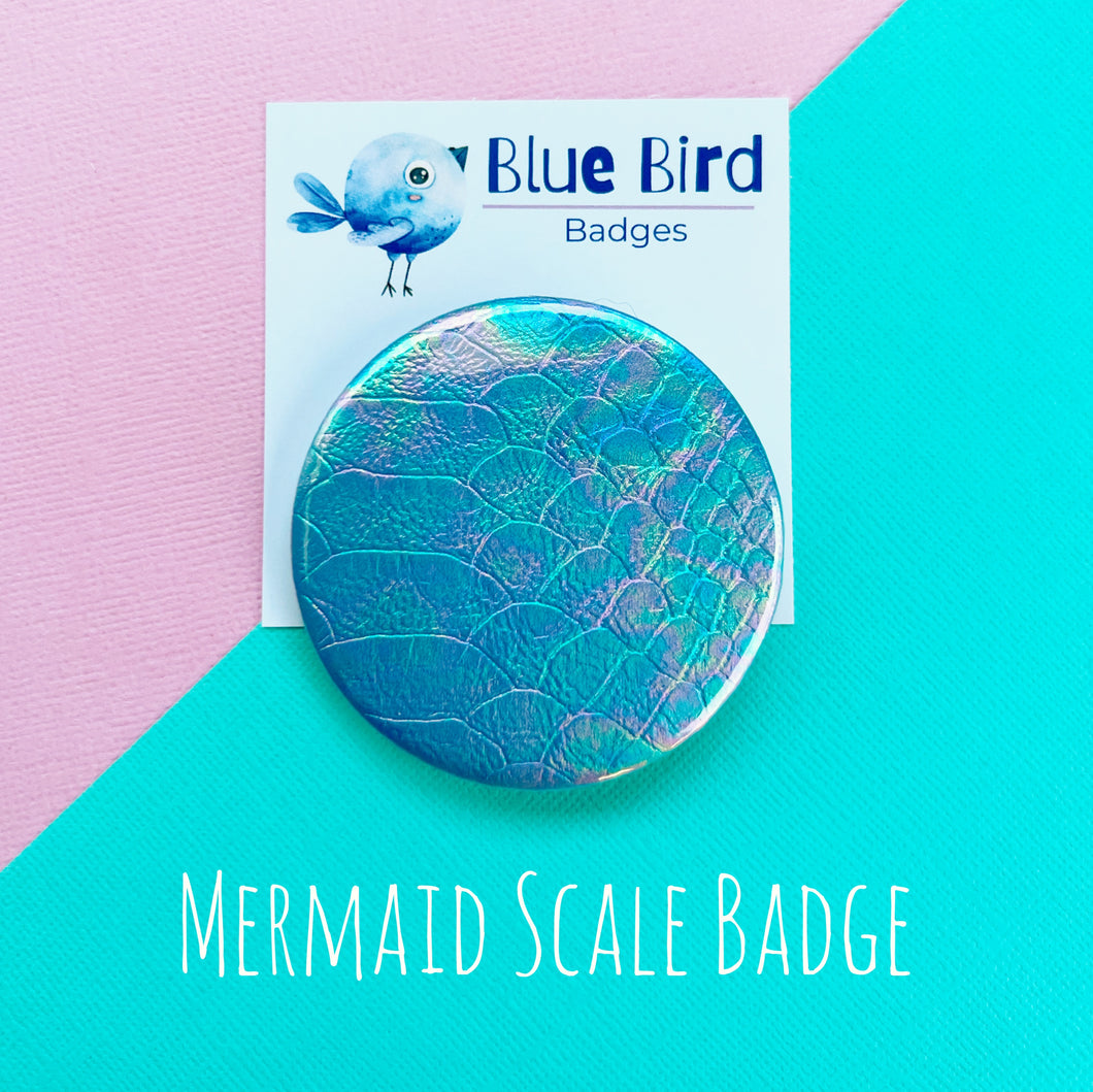 Blue Bird Mermaid Scale Badge