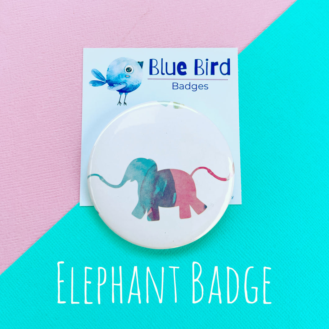 Blue Bird Elephant Badge