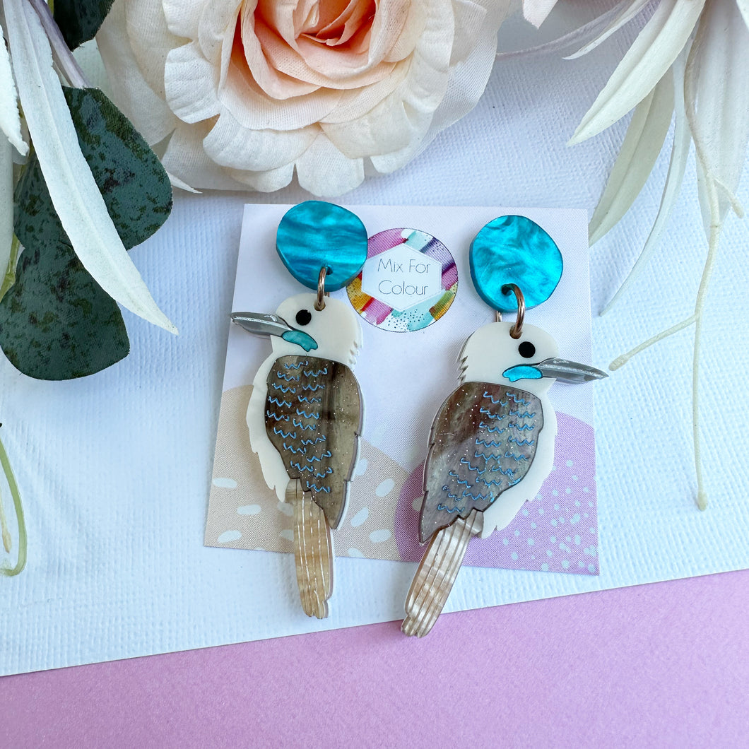 ~ Kookaburra Dangle Acrylic Earrings