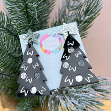 Load image into Gallery viewer, ~ Christmas Tree Party Dangles- Silver Glow
