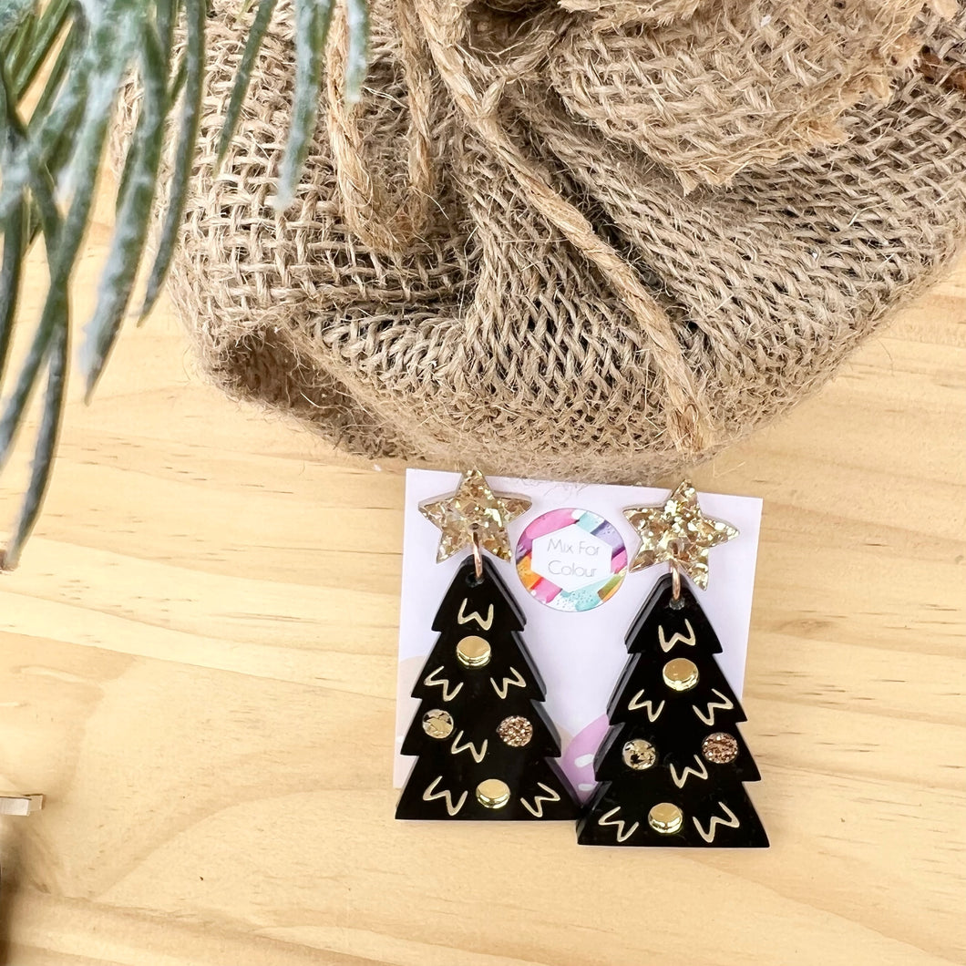 ~ Christmas Tree Party Dangles- Gold Glow