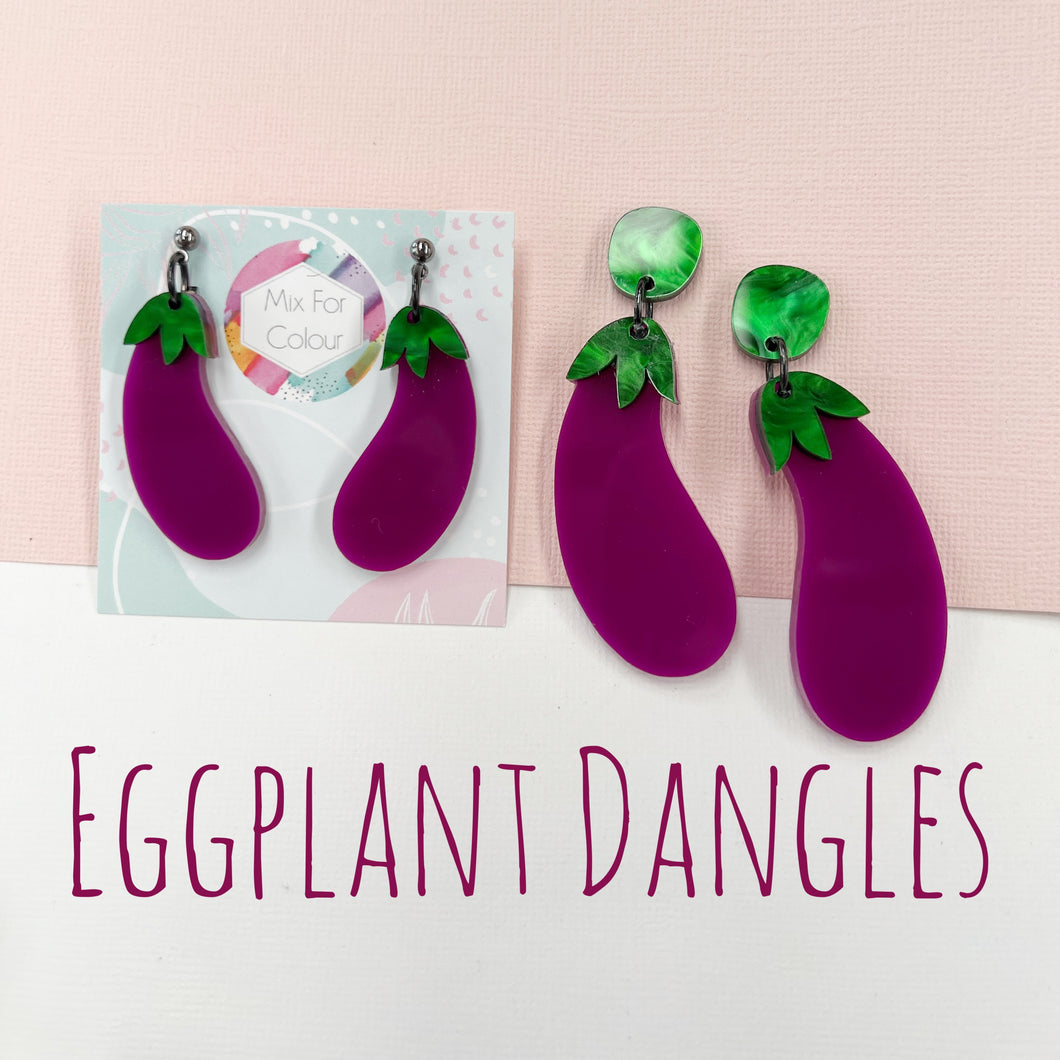 ~ Eggplant Dangle Earrings