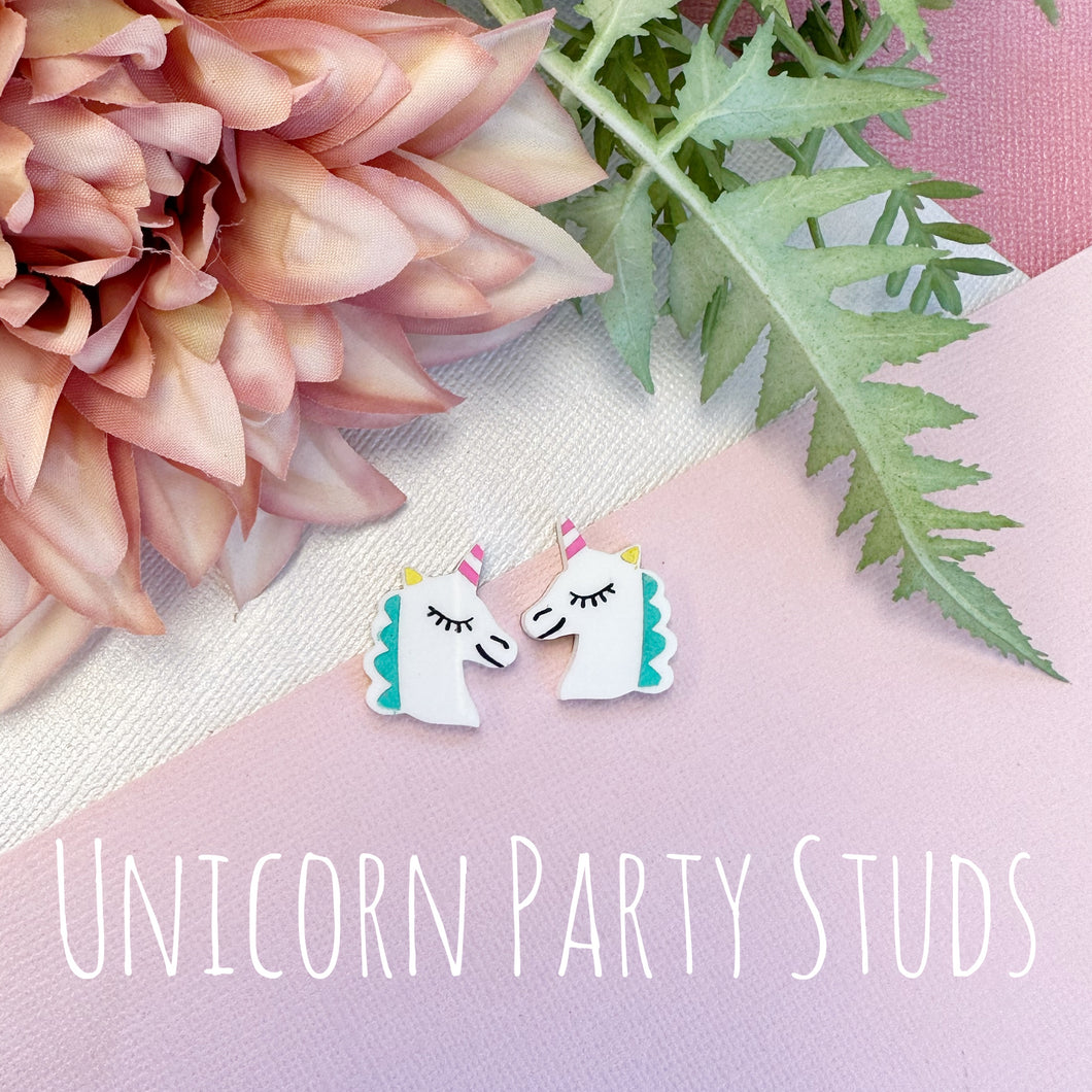 ~ Unicorn Party Statement Stud Earrings