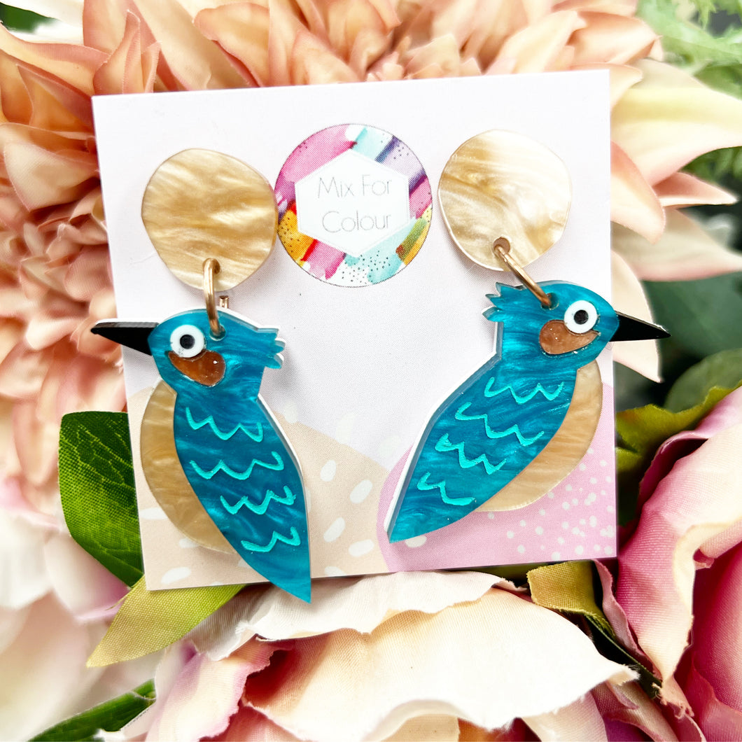 ~ Kingfisher Dangle Acrylic Earrings