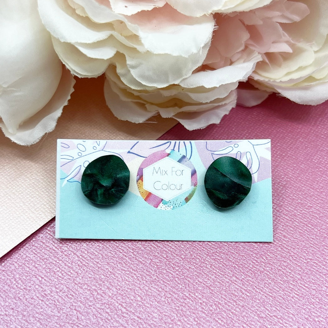 ~ Emerald Organic Stud Earrings