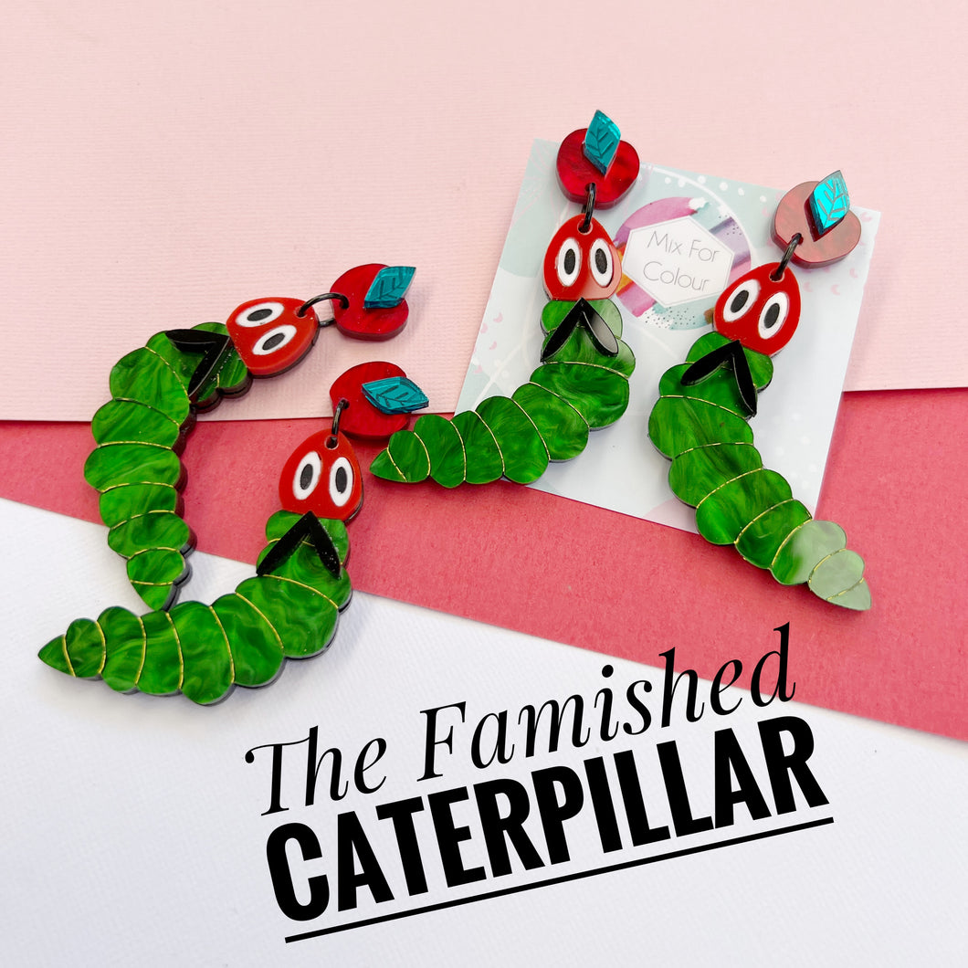 ~ The Famished Caterpillar Dangle Earrings