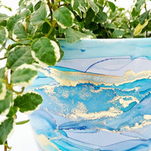 Load image into Gallery viewer, ‘Aurora&#39; Design in Blue Agate Alcohol Ink Pot
